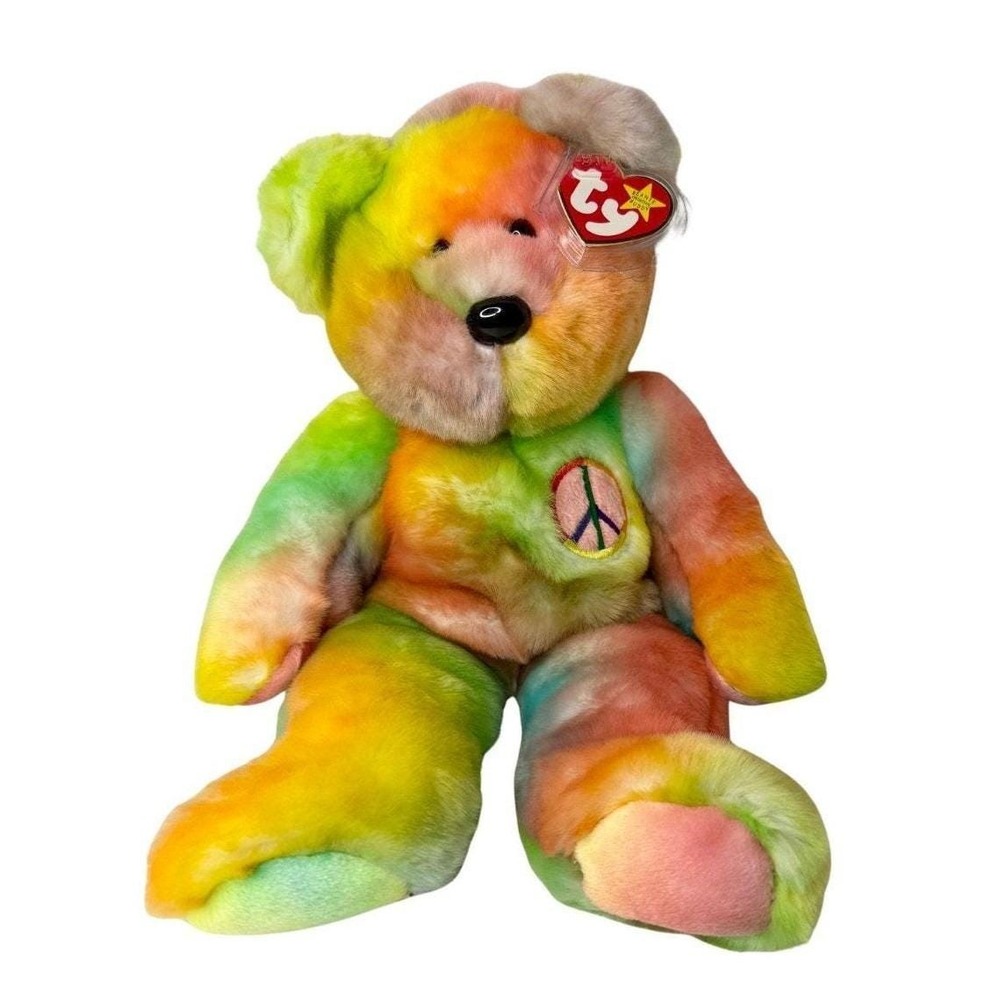 Peace the Bear Buddy | Pastel Peace Dream | Mint Heart Tag TY Beanie Buddy
